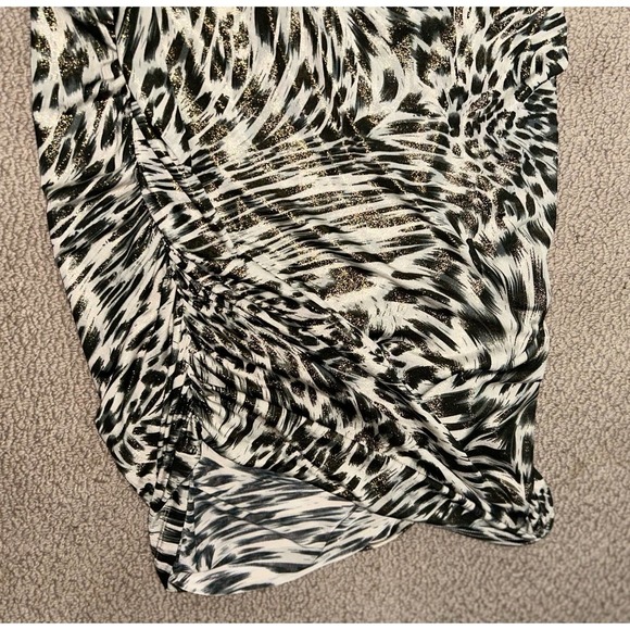 Y2K Body Central Sparkling Cheetah Print One Shoulder Body Con Padded Dress M/L - Picture 10 of 12